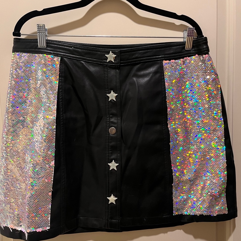 Black and Silver Sequin Skirt